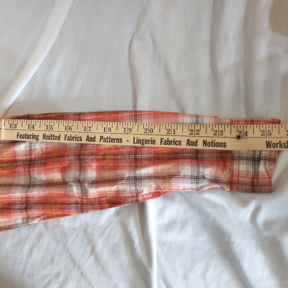 NWT Hang Ten Men's Button Down Long sleeve Plaid shirt XL Nepal Red - Picture 5 of 7
